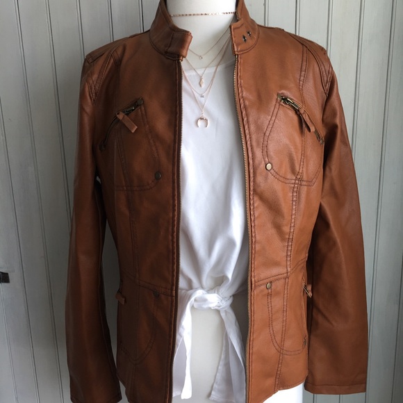 Frida Jackets & Blazers - NWT Camel Brown Faux Leather Jacket